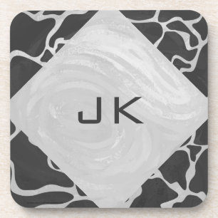 Giraffe Schwarz und Light Gray Monogram Untersetzer