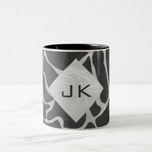 Giraffe Schwarz und Light Gray Monogram Zweifarbige Tasse