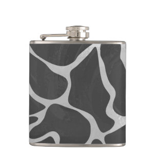 Giraffe Schwarz und Light Gray Print Flachmann