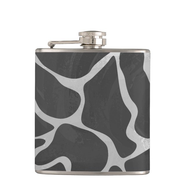 Giraffe Schwarz und Light Gray Print Flachmann (Vorderseite)