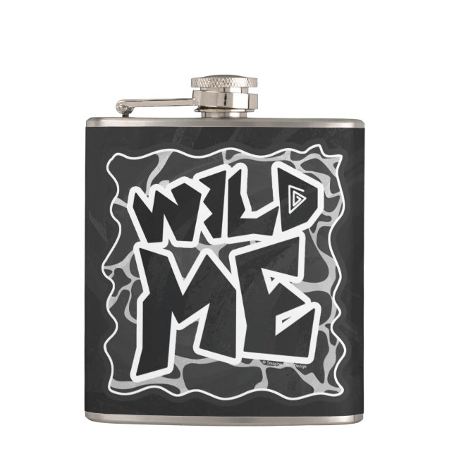 Giraffe Schwarz und Light Gray Print Flachmann (Vorderseite)