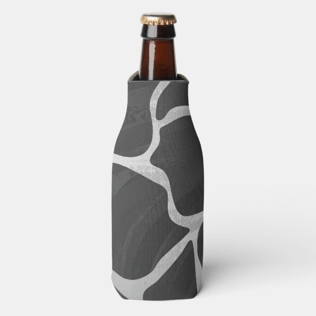 Giraffe Schwarz und Light Gray Print Flaschenkühler (Flaschenvorderseite)
