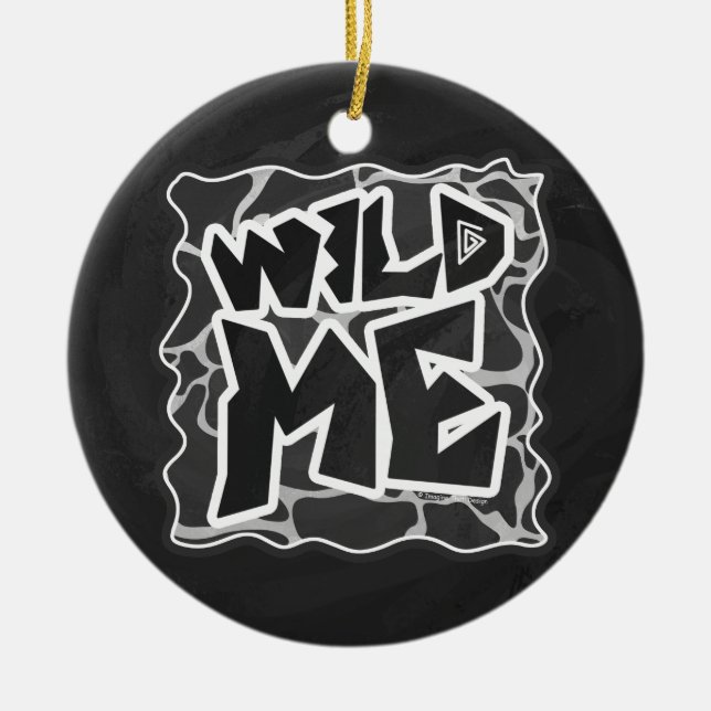 Giraffe Schwarz und Light Gray Print Keramik Ornament (Vorne)