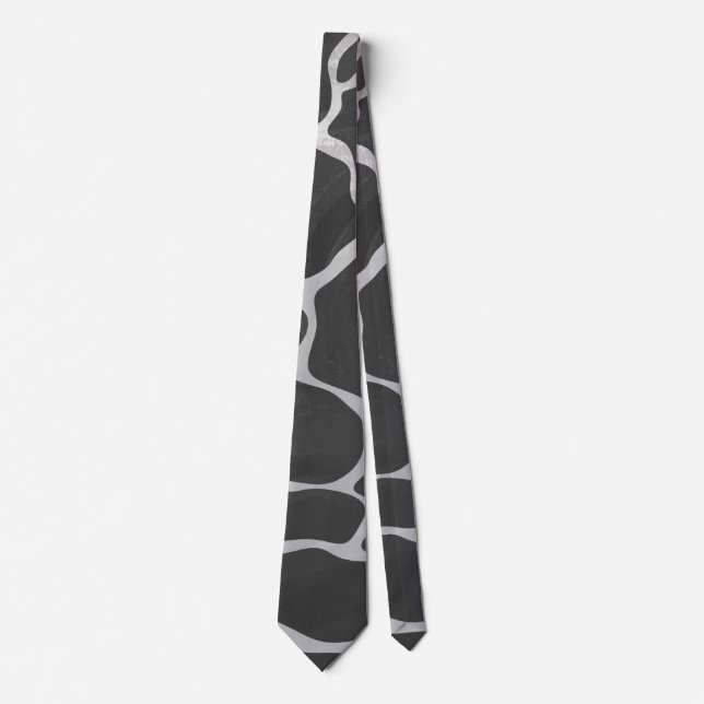 Giraffe Schwarz und Light Gray Print Krawatte (Vorderseite)