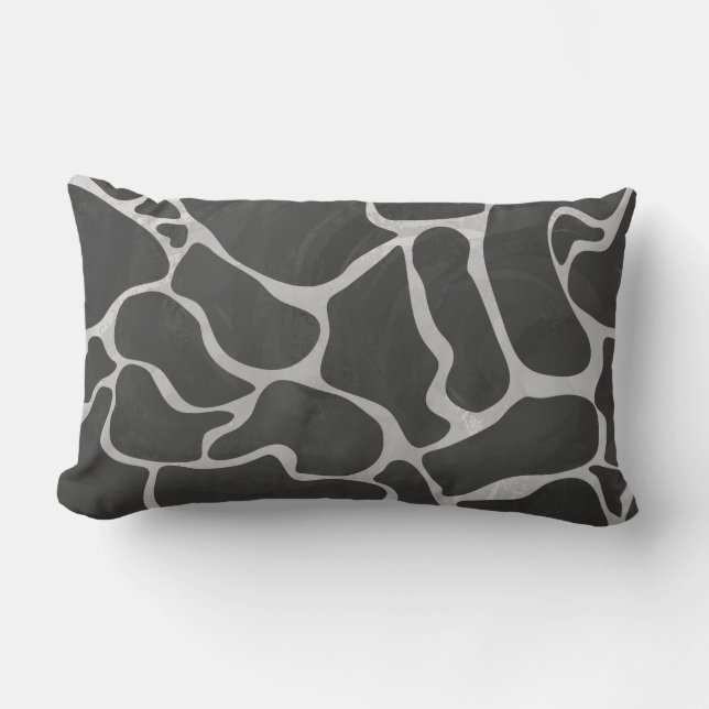 Giraffe Schwarz und Light Gray Print Lendenkissen (Vorderseite)