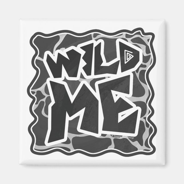 Giraffe Schwarz und Light Gray Print Magnet (Vorne)