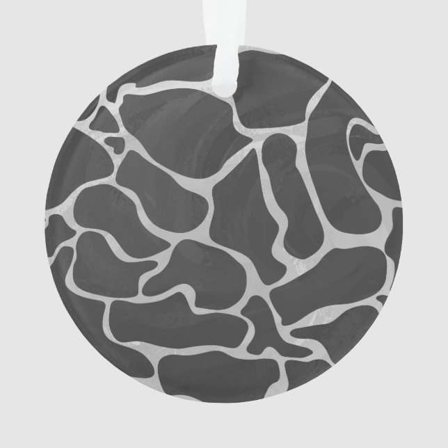 Giraffe Schwarz und Light Gray Print Ornament (Rückseite)