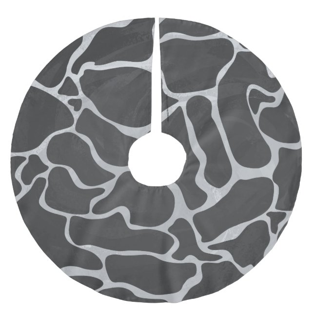 Giraffe Schwarz und Light Gray Print Polyester Weihnachtsbaumdecke (Vorderseite)