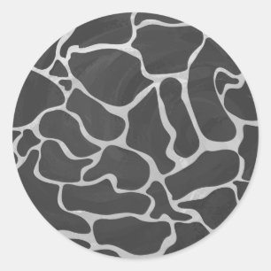 Giraffe Schwarz und Light Gray Print Runder Aufkleber