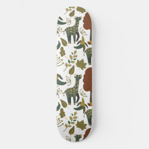 Giraffe seamless pattern colorful floral pattern skateboard