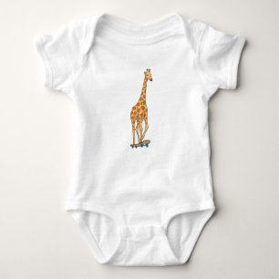 Giraffe Skater Skateboard Baby Strampler