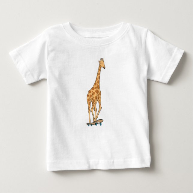 Giraffe Skater Skateboard Baby T-shirt (Vorderseite)