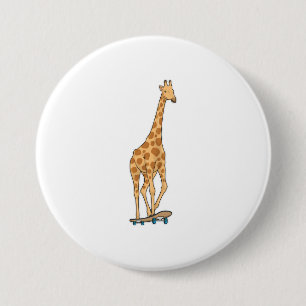 Giraffe Skater Skateboard Button