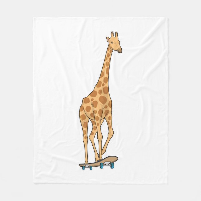 Giraffe Skater Skateboard Fleecedecke (Vorderseite)