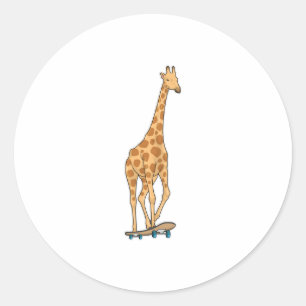 Giraffe Skater Skateboard Runder Aufkleber