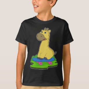 Giraffe Skater Skateboard T-Shirt