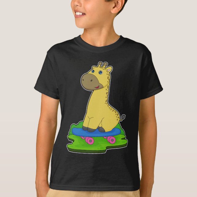 Giraffe Skater Skateboard T-Shirt (Vorderseite)