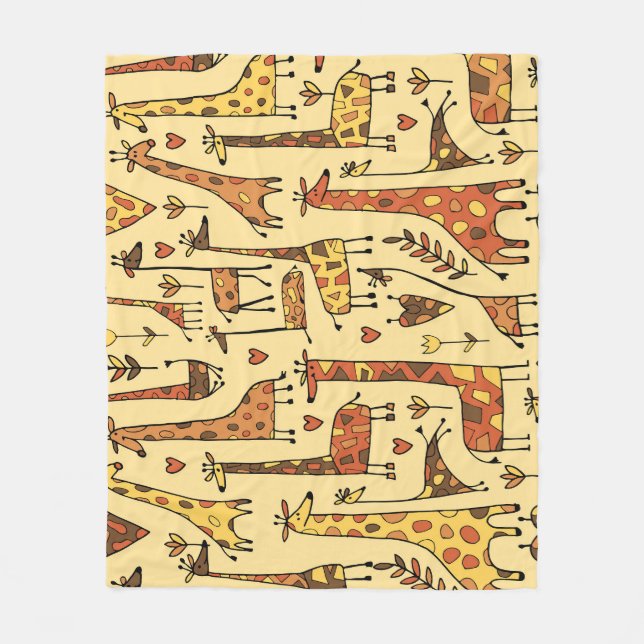 Giraffe Sketch, Spaß Nahtloses Design. Fleecedecke (Vorderseite)