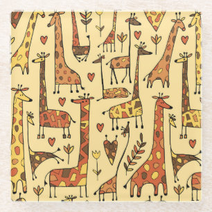 Giraffe Sketch, Spaß Nahtloses Design. Glasuntersetzer