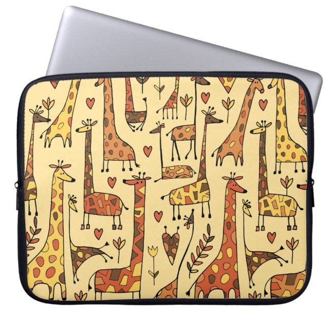 Giraffe Sketch, Spaß Nahtloses Design. Laptopschutzhülle (Vorderseite)