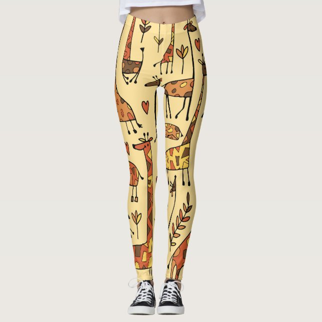 Giraffe Sketch, Spaß Nahtloses Design. Leggings (Vorderseite)