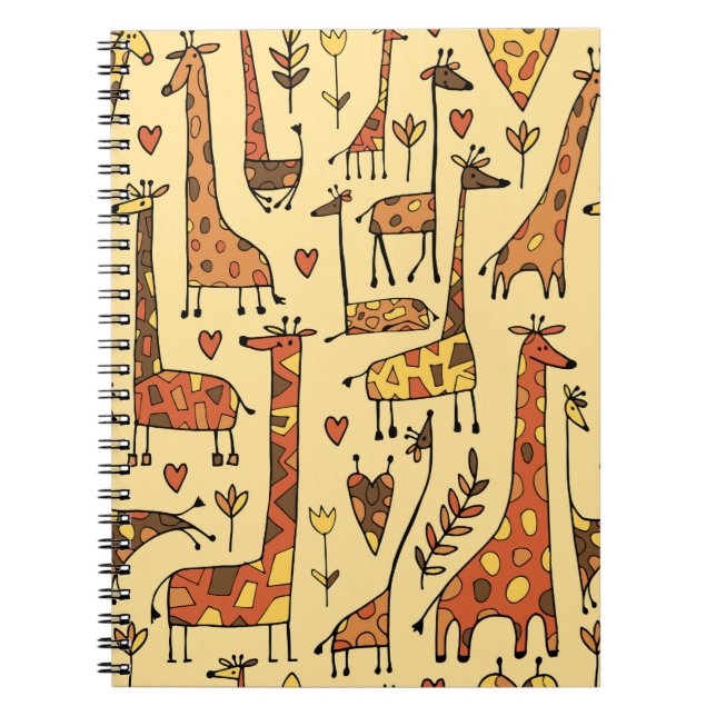 Giraffe Sketch, Spaß Nahtloses Design. Notizblock (Vorderseite)