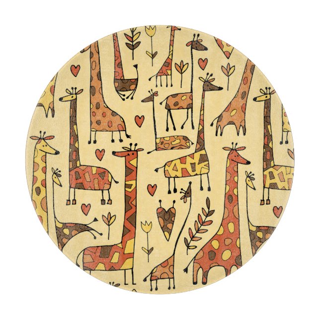 Giraffe Sketch, Spaß Nahtloses Design. Schneidebrett (Vorderseite)