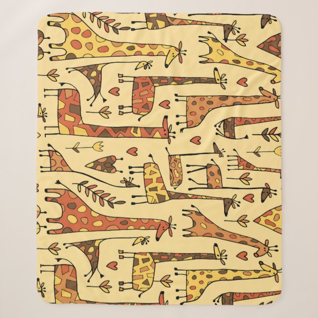 Giraffe Sketch, Spaß Nahtloses Design. Sherpadecke (Vorderseite)