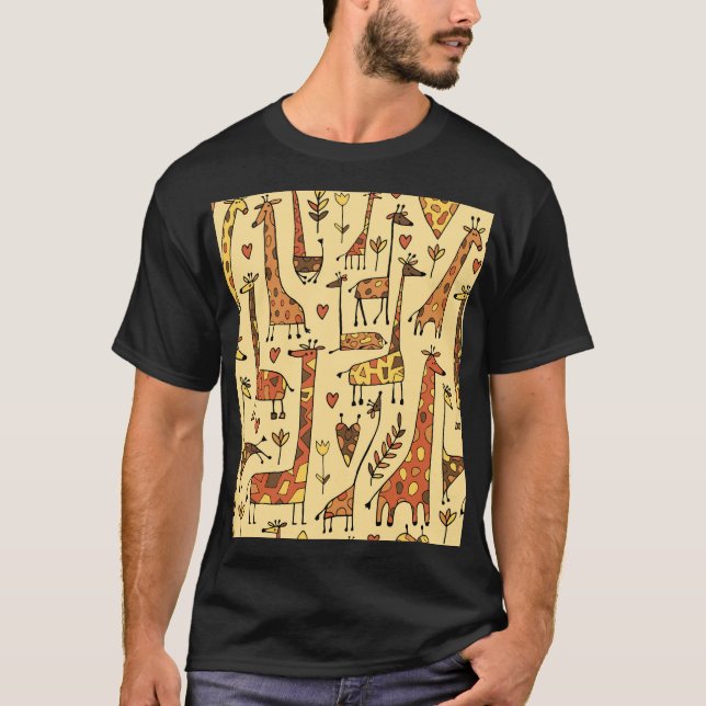 Giraffe Sketch, Spaß Nahtloses Design. T-Shirt (Vorderseite)