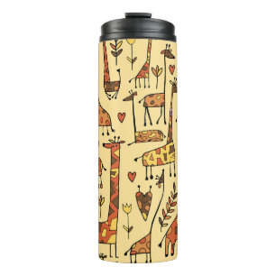 Giraffe Sketch, Spaß Nahtloses Design. Thermosbecher