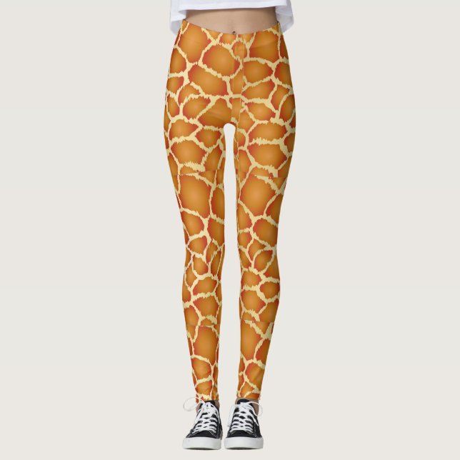 Giraffe Skin Golden Brown Texture Leggings (Vorderseite)