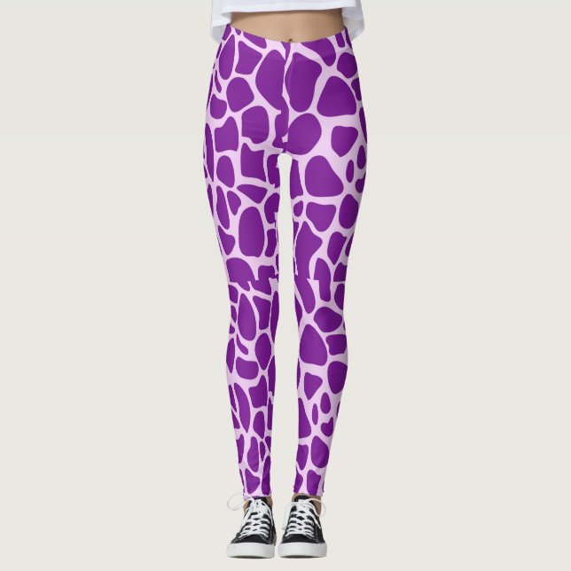 Giraffe Skin Lila Textur Leggings (Vorderseite)