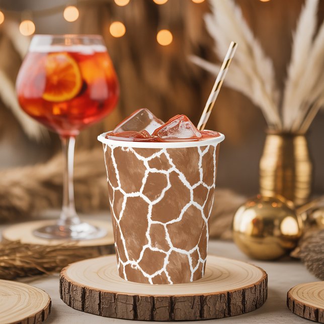Giraffe Skin Pattern Saddle Brown ID1152 Pappbecher (Von Creator hochgeladen)