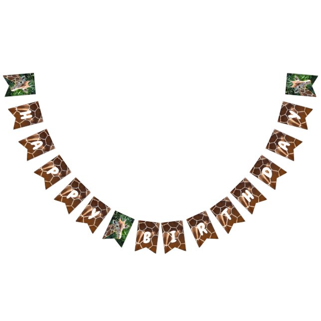 Giraffe & Skin Print Happy Birthday Bunting Flag Wimpelkette (Alle)