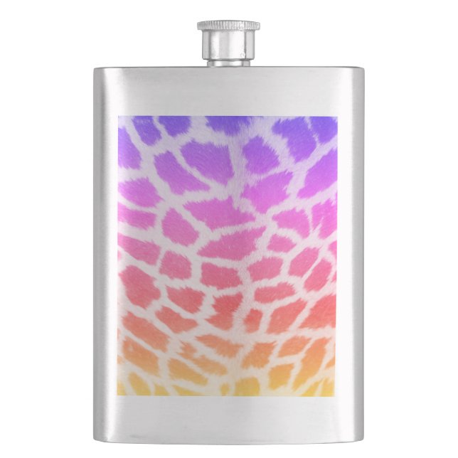 Giraffe Skin Texture Rainbow Color Pattern Flachmann (Vorderseite)