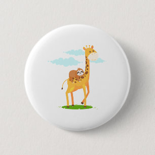 Giraffe Sloth Funny Geschenk für Kinder Button