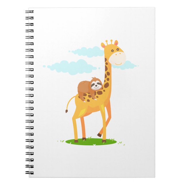 Giraffe Sloth Funny Gift für Kinder Notizblock (Vorderseite)