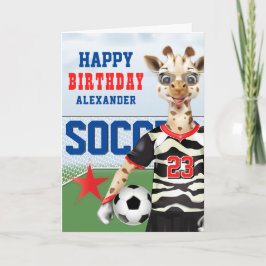 Giraffe Soccer Player Kindergeburtstag Karte