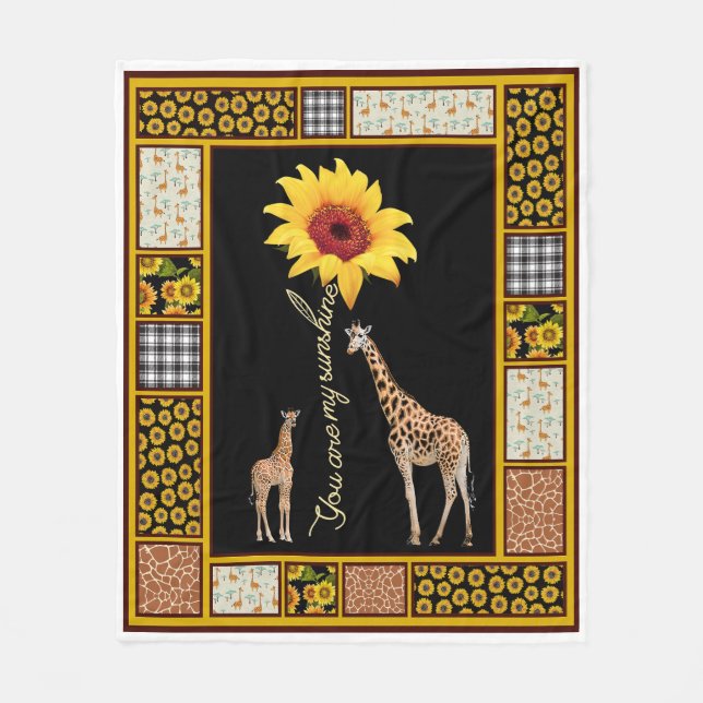 Giraffe Sonnenblume Sie sind mein Sonnenschein Fleecedecke (Vorderseite)