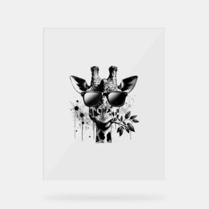 Giraffe & Sonnenbrille Vintag Urban Safari Animal  Acrylschild
