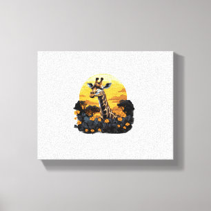 Giraffe Sonnenuntergang Florale Tierkunst Savanne Leinwanddruck