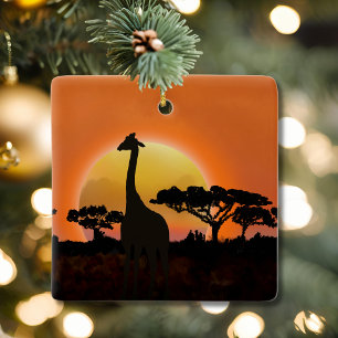 Giraffe Sonnenuntergangs-Ornament   Afrikanische S Keramikornament