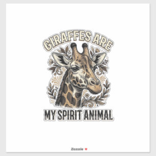 Giraffe Spirit Tier Vintage Gravur T-Shirt Desi Aufkleber
