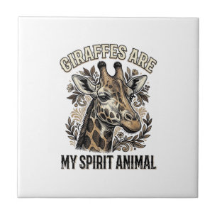 Giraffe Spirit Tier Vintage Gravur T-Shirt Desi Fliese