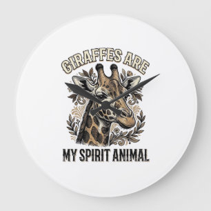 Giraffe Spirit Tier Vintage Gravur T-Shirt Desi Große Wanduhr