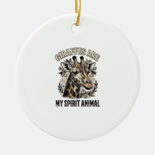 Giraffe Spirit Tier Vintage Gravur T-Shirt Desi Keramik Ornament