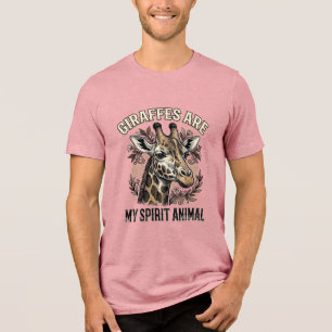 Giraffe Spirit Tier Vintage Gravur T-Shirt Desi Tri-Blend Shirt