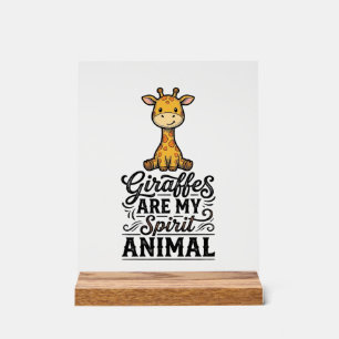Giraffe-Spirit-Tier Vintage-Stich-Shirt-Desi Acrylschild