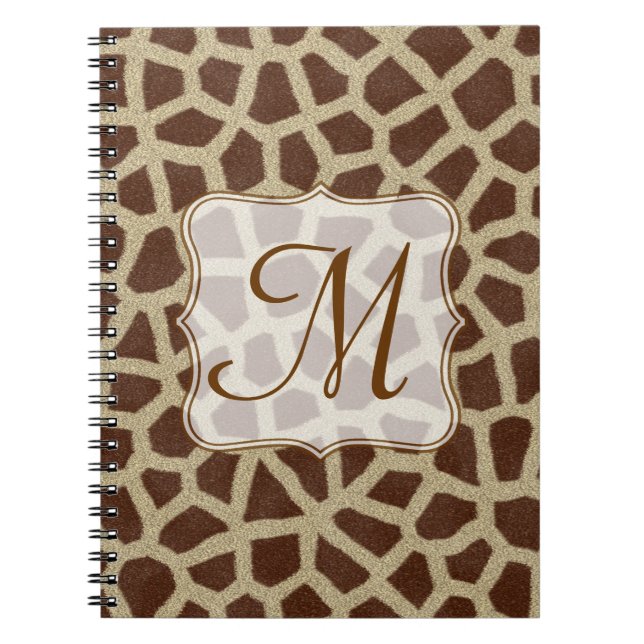 Giraffe Spot Animal Monogram, erstes Note Book Notizblock (Vorderseite)