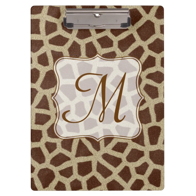 Giraffe Spot Animal Monogram Initial Clip Board Klemmbrett (Vorderseite)